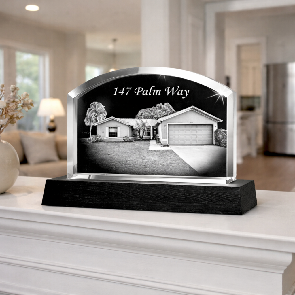 Personalized Closing Gift Monument Crystal